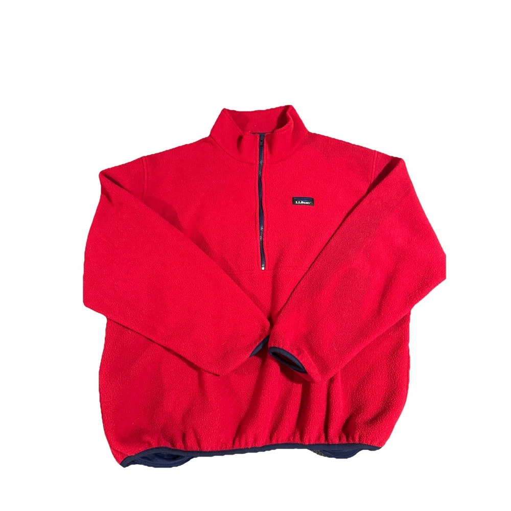 Vintage L.L. Bean 1/2 Zip Pullover Jacket Mens XL Tall Red Fleece Made In‎ USA